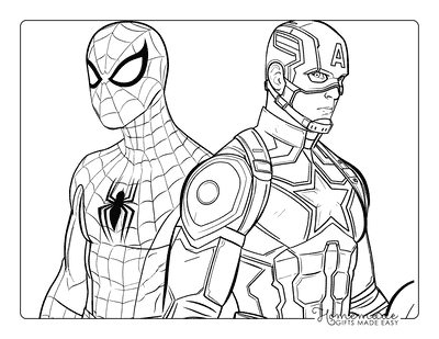 Spiderman Coloring Pages Spiderman and Captain America