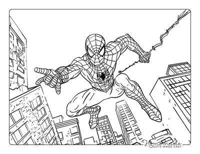 Spiderman Coloring Pages Spiderman Dynamic Jump Skyscrapers