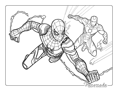 Spiderman Coloring Pages Spiderman Flying With Ironman