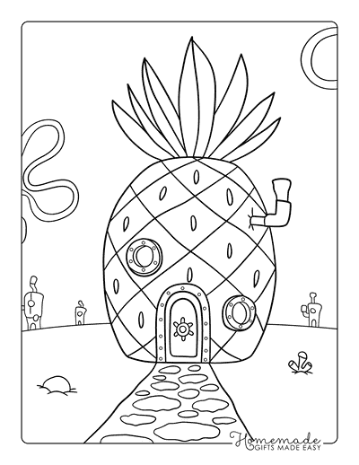 Spongebob Coloring Pages Cool Spongebob House Drawing