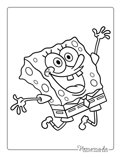 Spongebob Coloring Pages Easy Cute Spongebob Jumping Spongebob Coloring Page