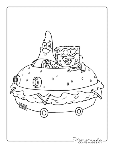 Spongebob Coloring Pages Easy Krabby Patty Mobile Drawing