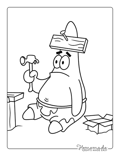 Spongebob Coloring Pages Easy Patrick Star Spongebob Hammer Meme