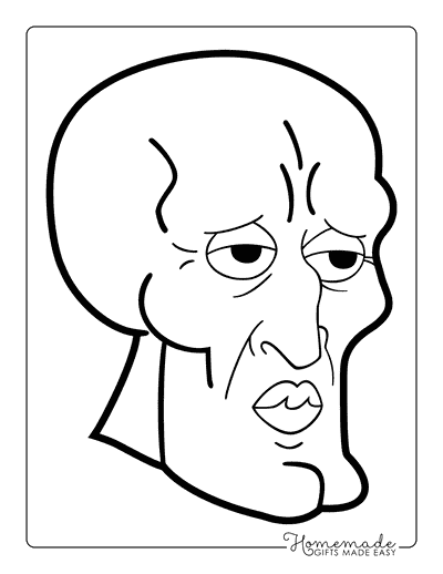 Spongebob Coloring Pages Handsome Squidward Head
