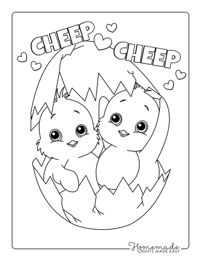 Spring Coloring Pages 2 Chicks Hatching Egg