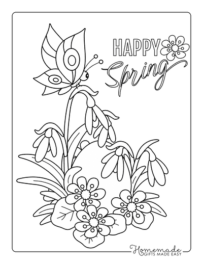 Spring Coloring Pages Butterfly Spring Bulbs Egg