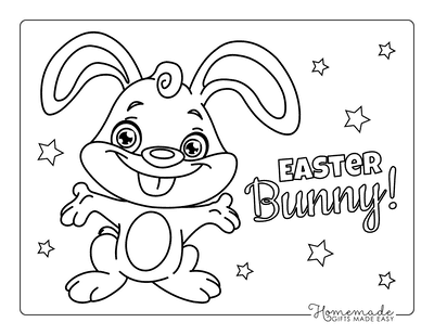 Spring Coloring Pages Cute Cartoon Bunny