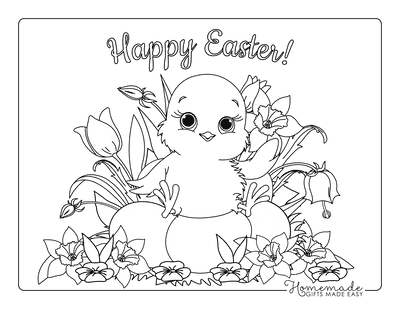 Spring Coloring Pages Cute Chick Eggs Spring Flowers