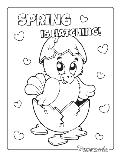 Spring Coloring Pages Cute Chick Hatching Out of Egg