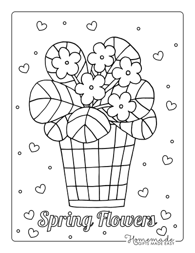 Spring Coloring Pages Cute Flower Pot
