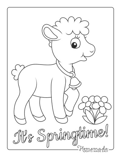 Spring Coloring Pages Cute Lamb Preschoolers