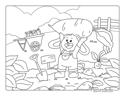 Spring Coloring Pages Cute Spring Bunny Harvesting Carrot