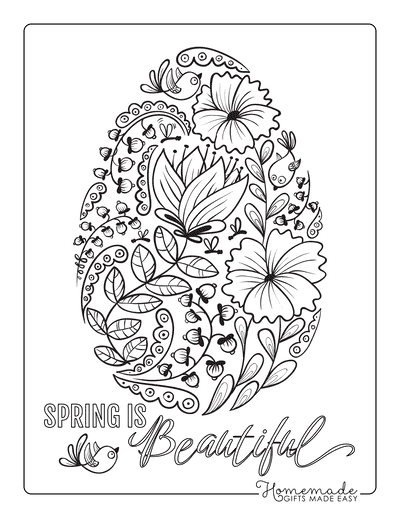 Spring Coloring Pages Egg of Spring Flowers