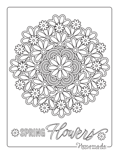 Spring Coloring Pages Flower Mandala Doodle