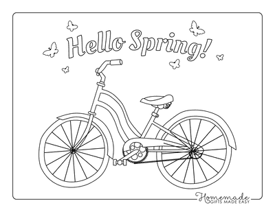 Spring Coloring Pages Hello Spring Bicycle