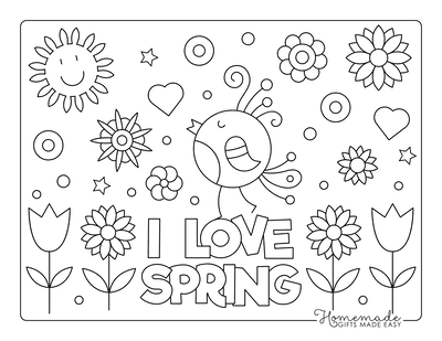 Spring Coloring Pages I Love Spring Poster to Color