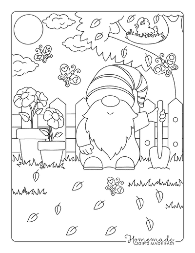 Spring Coloring Pages Spring Garden With Gnome
