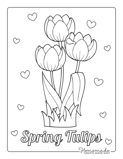 Spring Coloring Pages Tulips