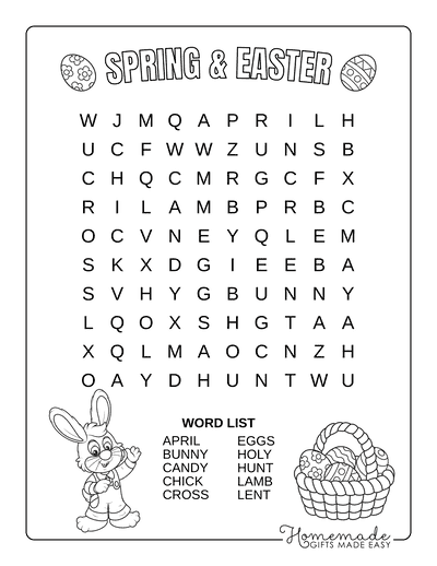 Spring Word Search Easter Easy