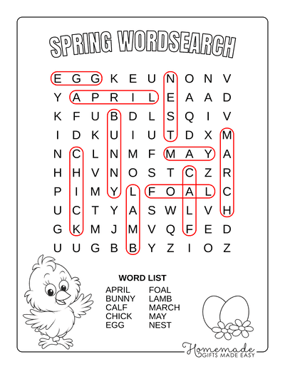 Spring Word Search General Easy Answers
