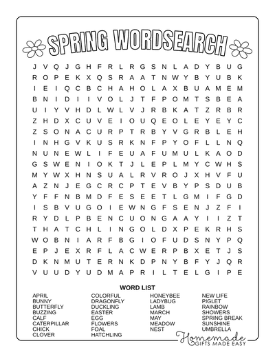 Spring Word Search General Hard