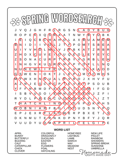 Spring Word Search General Hard Answers