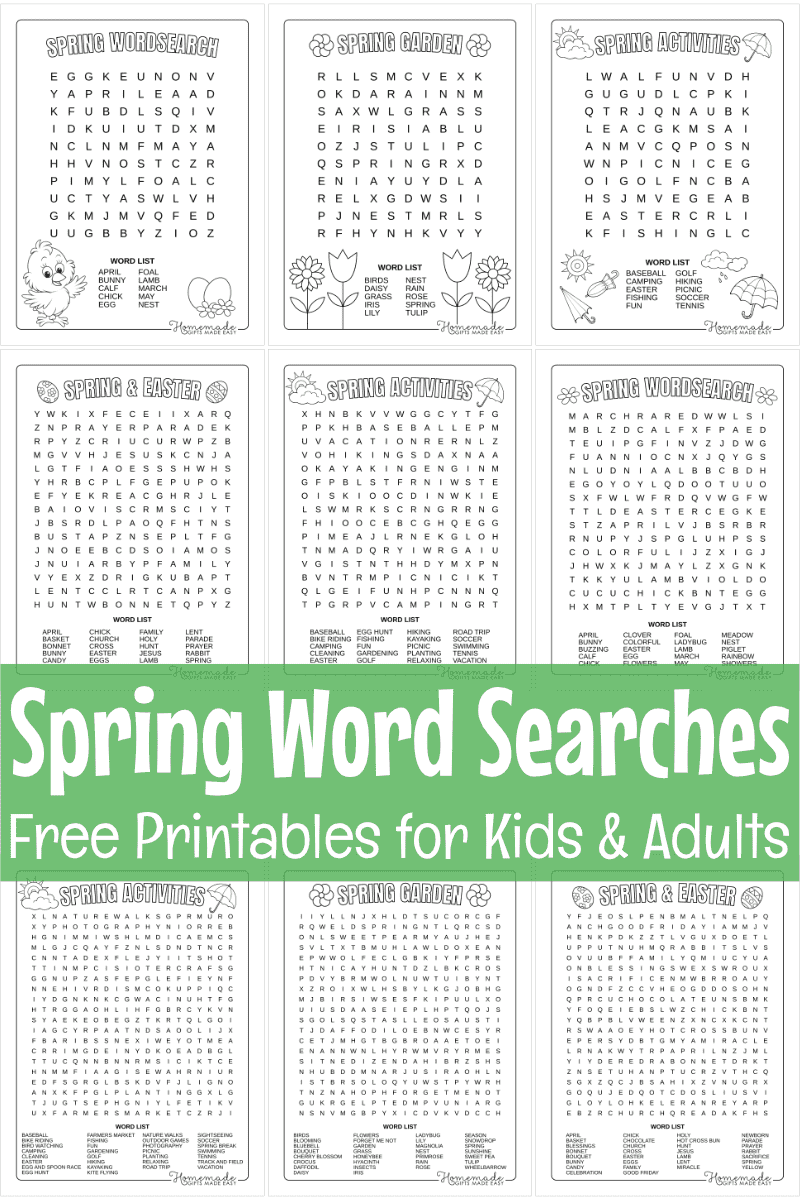 Free printable Spring Word Search