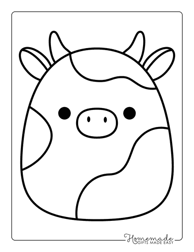 Squishmallow Coloring Pages Animal Squishmallows Cow Squishmallow