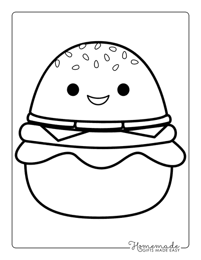 Squishmallow Coloring Pages Food Squishmallows Hamburger Squishmallow