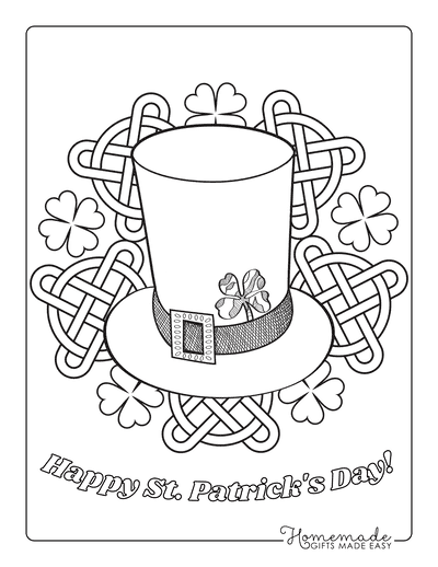 St Patricks Day Coloring Pages Hat Celtic Knots Shamrocks