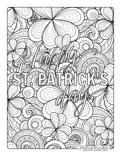 St Patricks Day Coloring Pages Shamrocks Zentangle for Adults