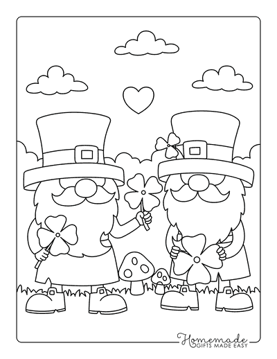 St Patricks Day Coloring Pages St Patricks Day Gnomes With Shamrocks