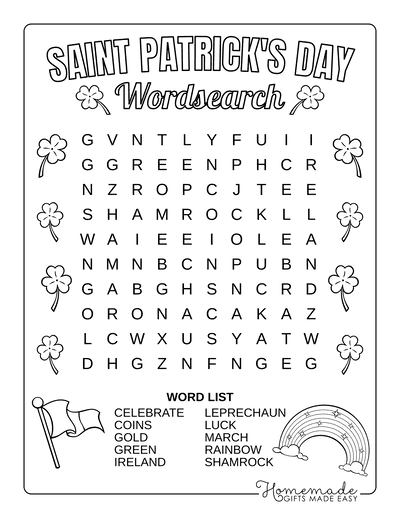 St Patricks Day Word Search Easy
