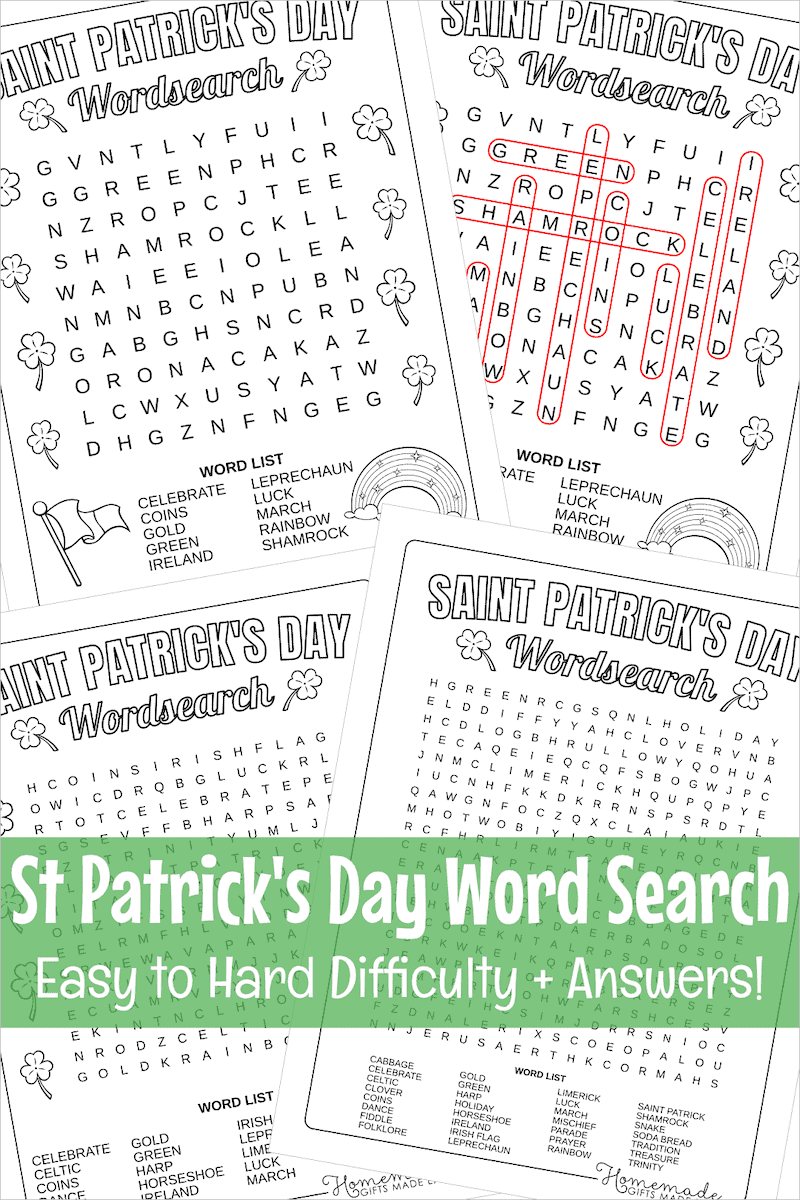 st patrick's day word search montage