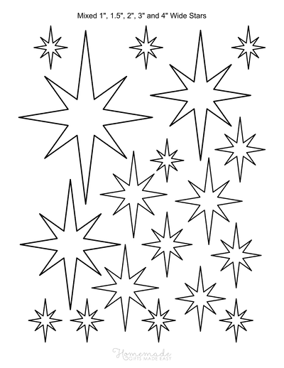 Free Printable Star Templates & Outlines - Small to Large Sizes, 1 inch ...