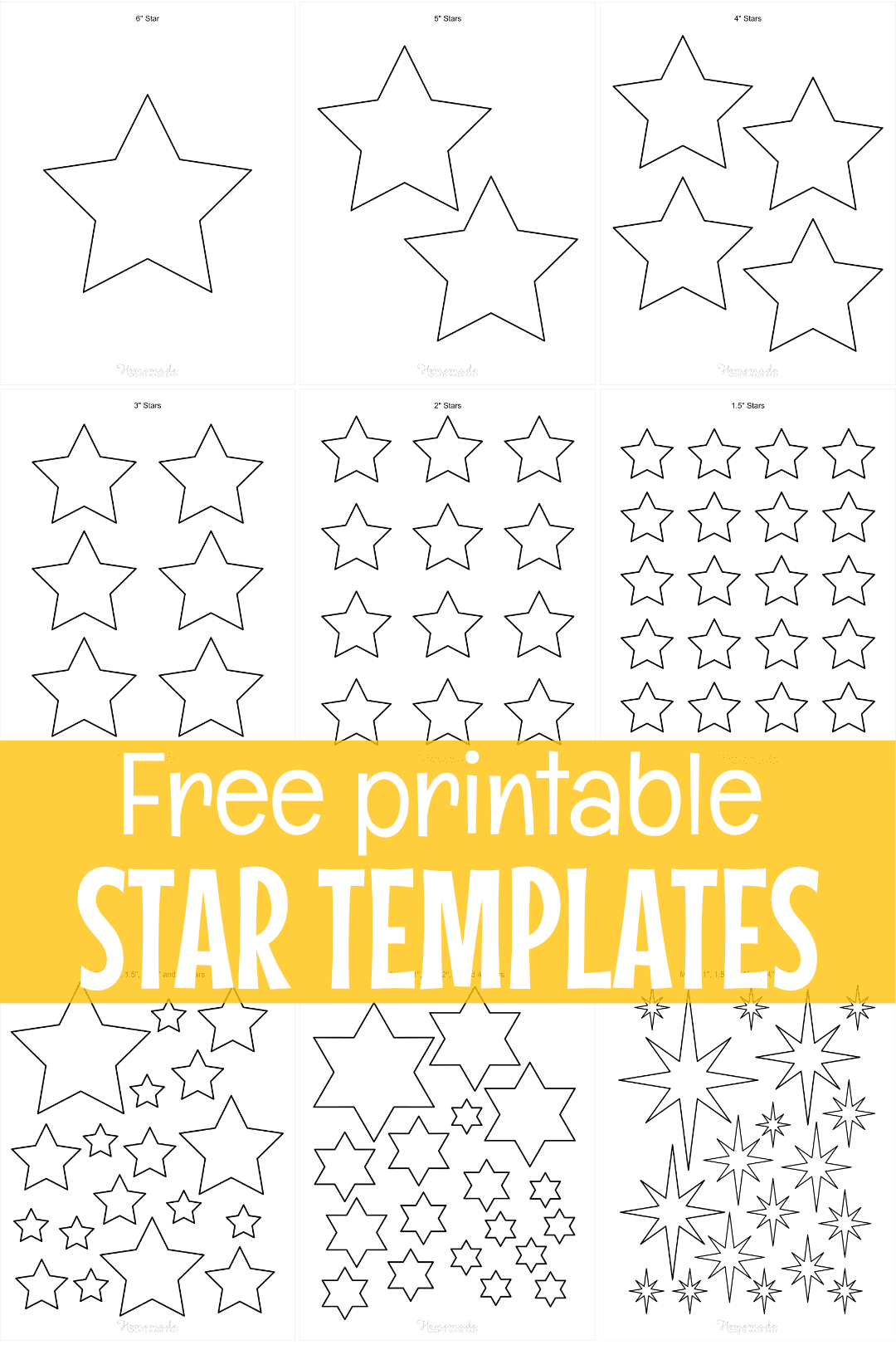 Free Printable Star Templates & Outlines - All Sizes Large & Small In Place Card Template Free 6 Per Page