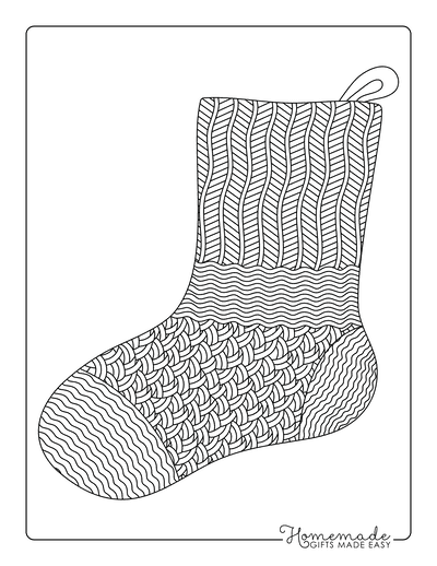 Stocking Coloring Pages for Adults Zentangle Knitted Sock