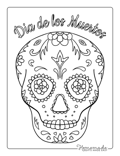 Sugar Skull Coloring Pages Dia De Los Muertos 1