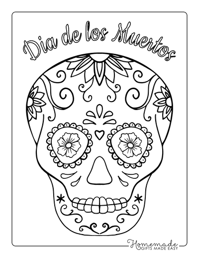Sugar Skull Coloring Pages Dia De Los Muertos 2