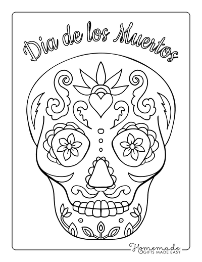 Sugar Skull Coloring Pages Dia De Los Muertos 3