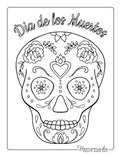 Sugar Skull Coloring Pages Dia De Los Muertos 4