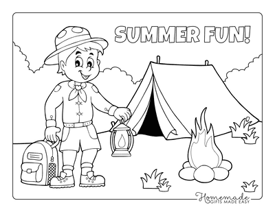 Summer Coloring Pages Boy Scout Camping