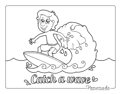 Summer Coloring Pages Boy Surfing