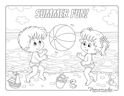 Summer Coloring Pages Children Beach Ball