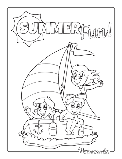 Summer Coloring Pages Children Sailing