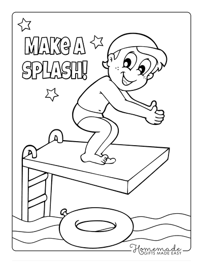 Summer Coloring Pages Diving Board Swimming Pool