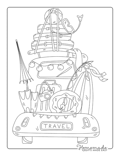 Summer Coloring Pages Fun Travel Vacation Truck