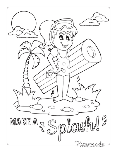 Summer Coloring Pages Girl Snorkel Float