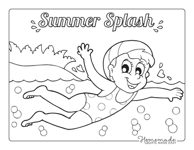 Summer Coloring Pages Girl Swimming