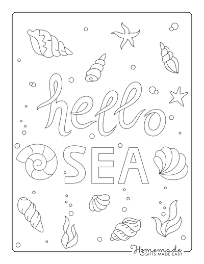 Summer Coloring Pages Hello Sea Shells
